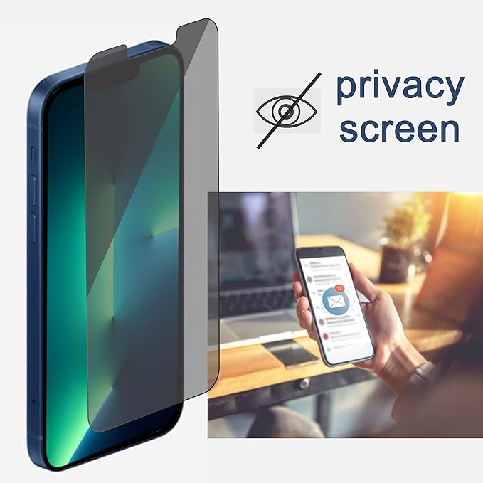 Ailun 2Pack Privacy Screen Protector for iPhone 13 Pro [6.1 inch Display] + 2 Pack Camera Lens Protector, Anti Spy Private Tempered Glass Film,[9H Hardness] - HD