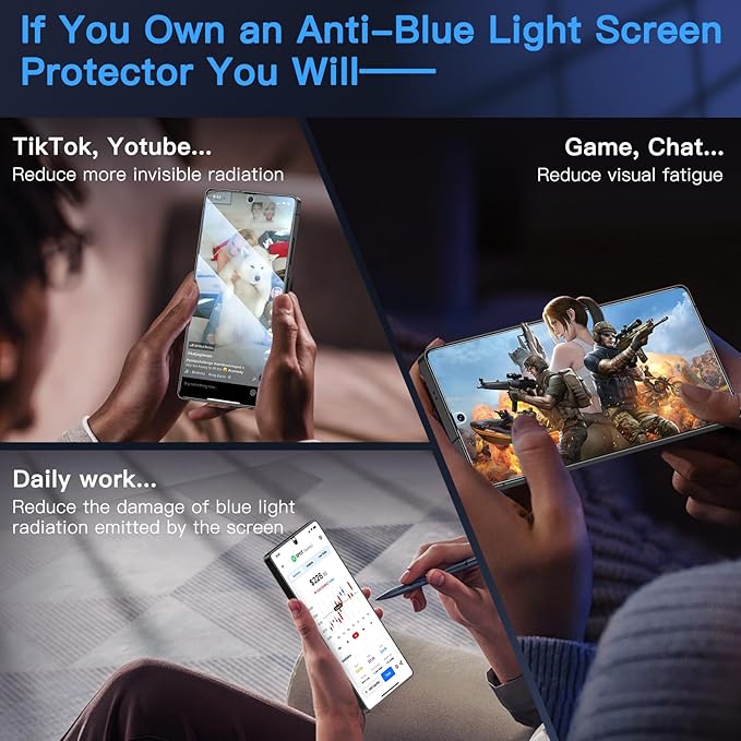 Uyiton for Samsung Galaxy S25 Ultra Screen Protector -[Anti-Blue Light] [Easy to Install] Shatterproof Full Coverage [Case Friendly] 9H Tempered Glass Screen Protector, 2 Pack [video game]