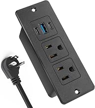 Recessed Power Strip, 20W USB-C Furniture Outlet, Black, 6FT