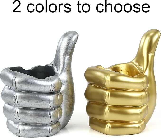 Thumbs Up Pen Holder and Phone Stand,Thumbs Up Very Good Pen Container Cell Phone Stand Holder Desk Organizer Decoration for Office Desk Home Decorative (silvery)