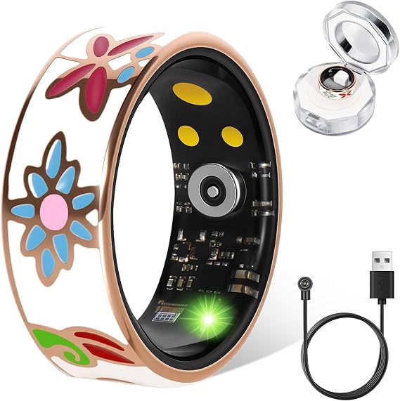 Smart Ring for Women Fitness Ring Activity Health Tracker(9#&Floral)
