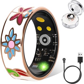 Smart Ring for Women Fitness Ring Activity Health Tracker(9#&Floral)