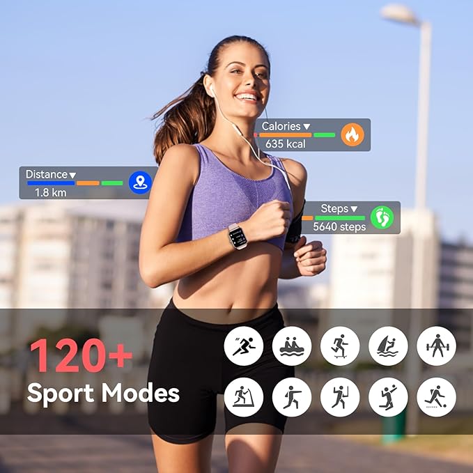 Smart Watch, 1.85" HD Fitness Tracker with Bluetooth Calls, 5 ATM Waterproof, 24/7 Heart Rate/Sleep Monitor, Pedometer, Calories, 130+ Sport Modes, Smartwatch for iOS Android (Pink)