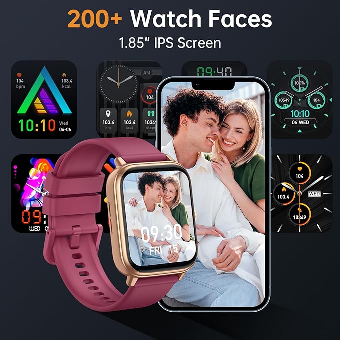 Smart Watch for Men Women, Fitness Tracker (Answer/Make Call), 1000 mAh Battery, 120+ Sport Modes, Step Counter/Sleep Monitor Fitness Watch, Smartwatch for Android/iPhone (Wine Red)