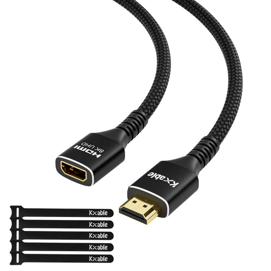 8K HDMI Extension Cable 10 FT, HDMI 2.1 Ultra High Speed Male to Female Cord Adapter, OFC Conductor, Compatible with Roku TV Stick PS5 PS4 Xbox Laptop PC Player Google Chromecast Wii U HDTV