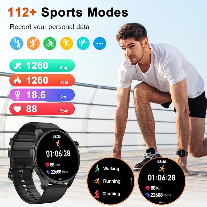 Smart Watch for Men Women Fitness: Waterproof Make Answer Call Digital Mens Watches Running Step Tracker Smartwatch Android Phone iPhone Samsung Compatible Pedometer SpO2 Sleep Heart Rate Monitor