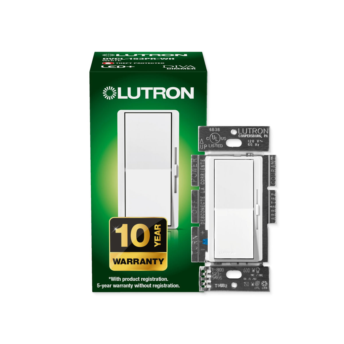Lutron Diva LED+ Dimmer Switch, Paddle Dimmer, Single Pole/3-way