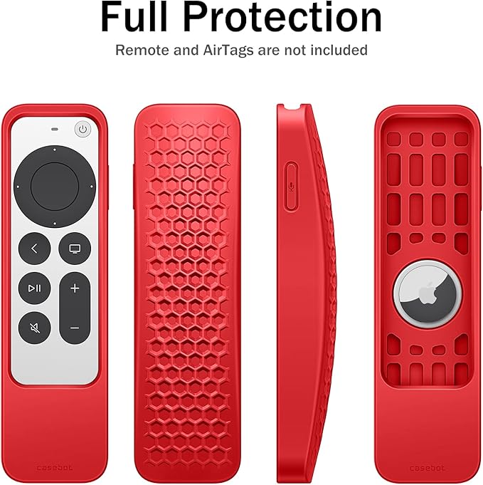 Fintie Protective Case for Apple TV Remote 2021 2022 - Soft TPU Lightweight Anti Slip Shockproof Cover + 2-in-1 Silicone Case for Apple TV Siri Remote (2nd Gen/3rd Gen) and Apple AirTag (Pack of 2)