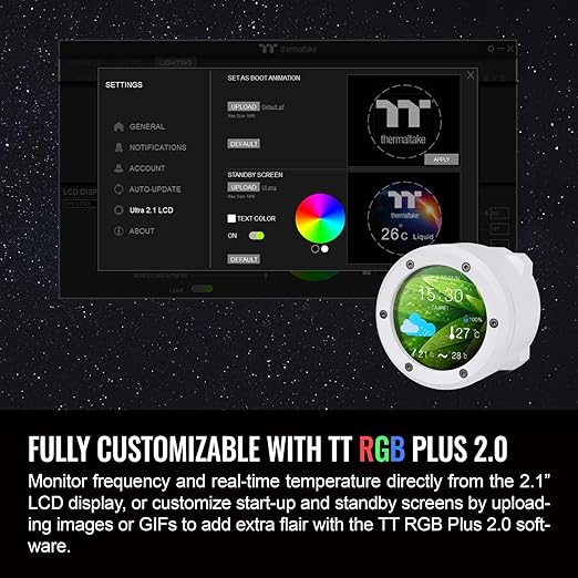 Thermaltake TH240 V2 Ultra ARGB Sync/AlO Liquid Cooler/ARGB Fan 120 * 2/PWM 500~1500rpm/Water Block 2.1" LCD/White, CL-W404-PL12SW-A