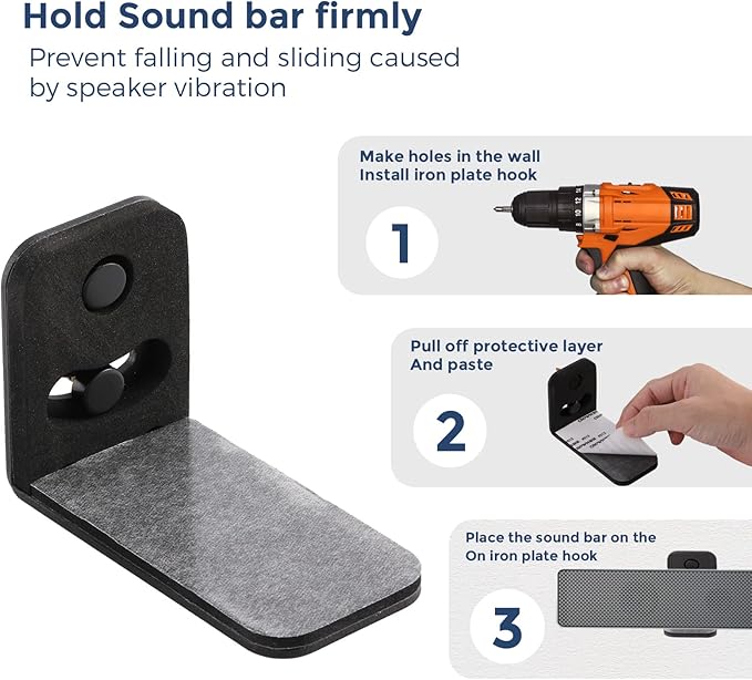 Universal Sound Bar Mount Brackets Wall Mount Shelf for Samsung, Sony, LG, JBL, Polk Audio, Vizio, Roku, Bose, Onn Soundbar Mount Mounting Bracket