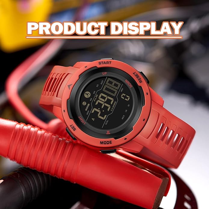 findtime Men's Digital Watch Waterproof Pedometer Watches Sport Watch Step Counter Calorie Military Watch with Stopwatch Alarm LED Backlight Countdown
