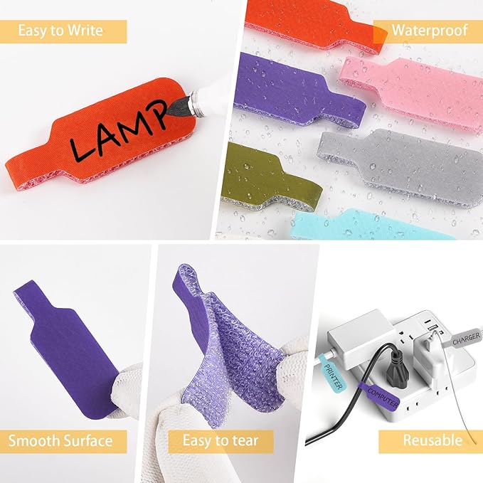 35Pcs Cable Cord Labels, Purpose Cable Tags Handwriting Reusable Wire Labels, Electronic Cable Identification Tags for Wire Management and Identification (Rectangle B)