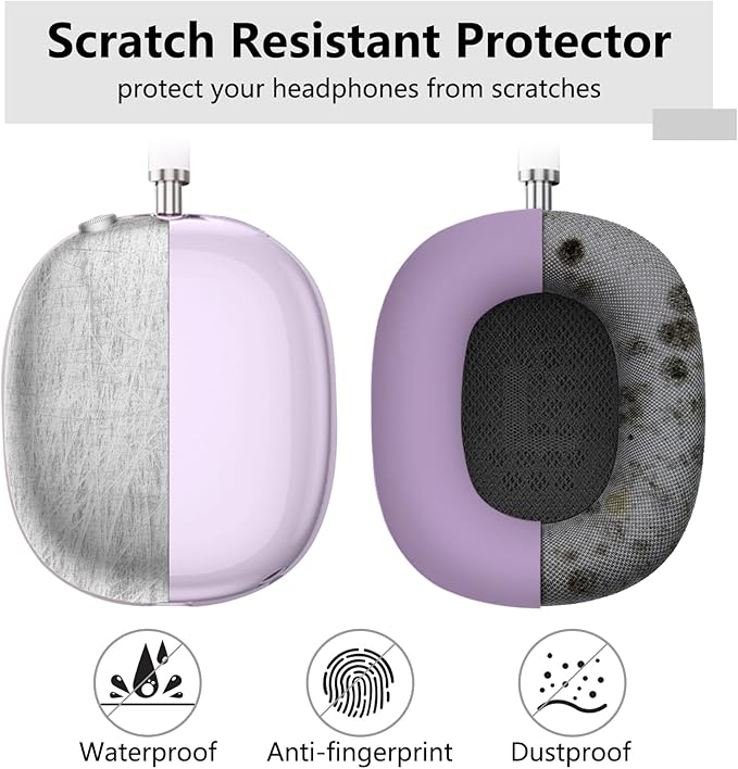 for AirPods Max case Cover,Anti-Scratch Ear Pad Case Cover/Ear Cups Cover/Headband Cover for AirPods Max. Clear Soft TPU and Silicone,Skin Scratch Proof.