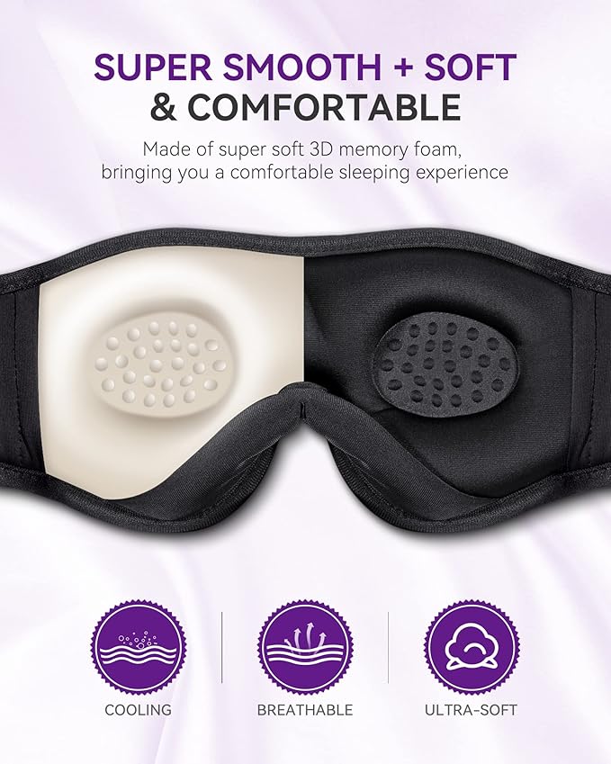 MUSICOZY Sleep Headphones Breathable Bluetooth 5.4 Headband 3D Sleeping Headphones, Wireless Eye Mask Sleep Earbuds for Side Sleeper Women Office Air Travel Cool Tech Gadgets Unique Gifts