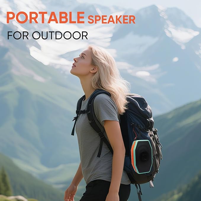 Bluetooth Speaker, Compact & Portable Speaker for Hiking, Support TF Card/USB, TWS Connection, HD Stereo Sound, Camping, and Beach (Green)