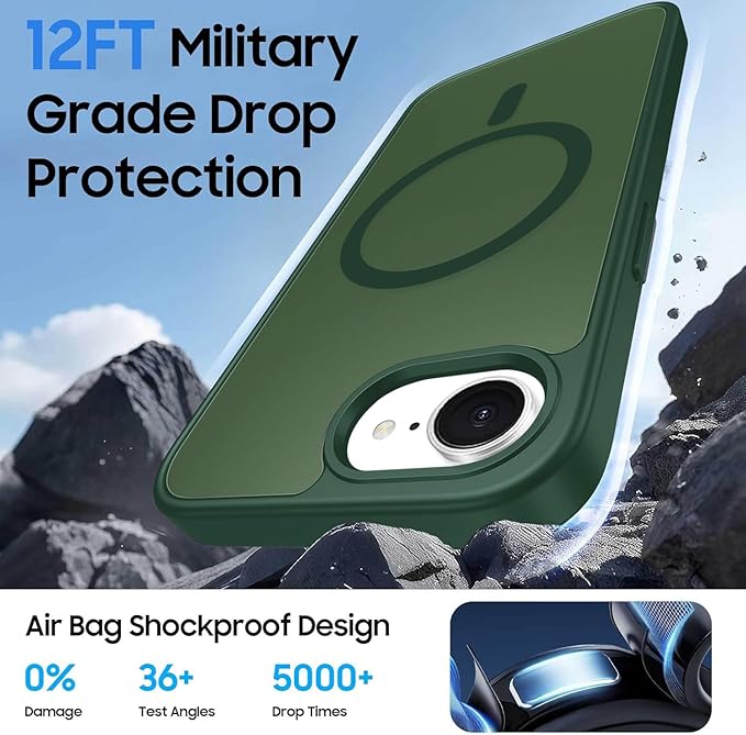 Magnetic for iPhone 17e Case & iPhone 16e Case with Detachable Wallet, Compatible with MagSafe, Military Protective Slim Phone Cover with Card Holder, Green