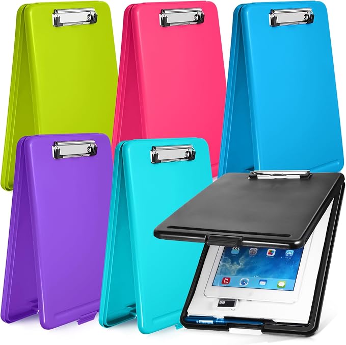 Chinco 6 Pcs Clipboard Folder with Storage, 9.5 x 13.5 Inch, Heavy Duty