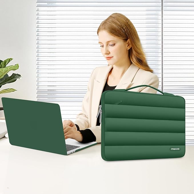 MOSISO Compatible with MacBook Air 13 inch Case M5 2026 M4 2025 M3 M2 2024-2022 A3449 A3240 A3113 A2681, Hard Case&Puffy Bag&Keyboard Cover&Webcam Cover&ScreenFilm for MacBook Air 13.6, Peacock Green
