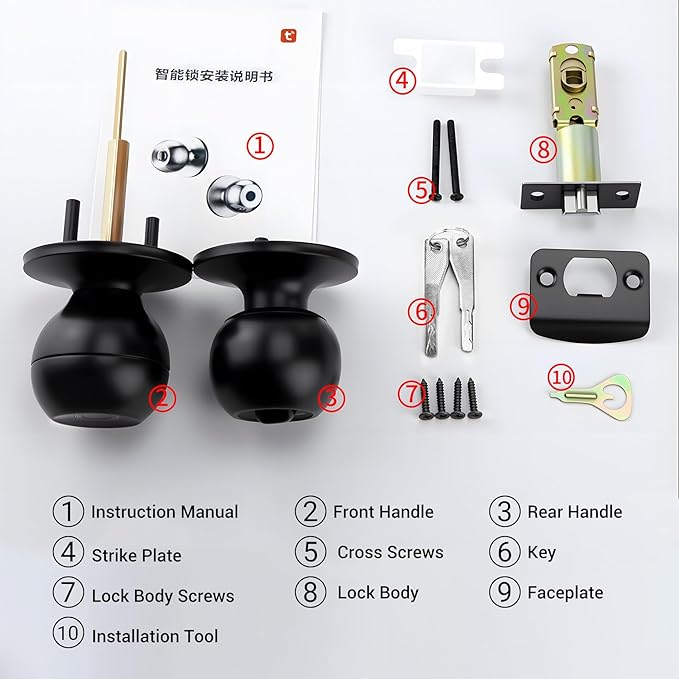 NexusLab Smart Fingerprint Door Lock, 0.5s Fast Fingerprint Scan, APP Remote Control, 3-in-1 Entry(Fingerprint/Key/App), for Home、Bedrooms、Office、Apartment、Garage(Matte Black)
