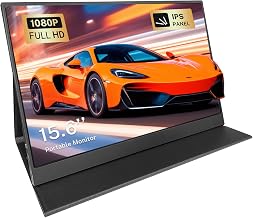 15.6 Inch Portable Monitor 1080P FHD IPS HDR Laptop Screen, 1.5lb Ultra Thin Travel Display, Dual USB-C & Mini HDMI, Magnetic PU Foldable Stand Case, Plug and Play for MacBook iPhone with two Speaker - Image 1