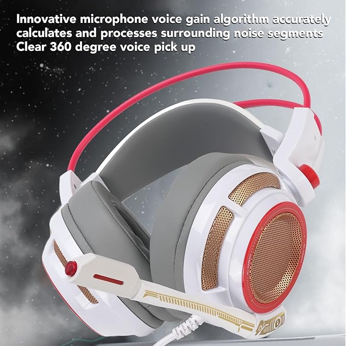 Gaming Headset, 7.1 Surround Sound USB Headphones, Noise Cancelling Mic and Adaptive Headband for PC P S5 P S4 Switch