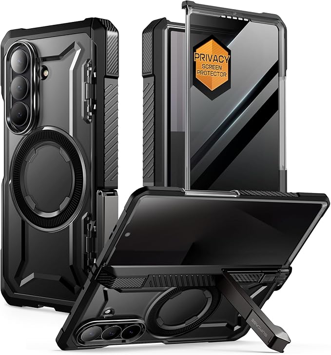 SUPCASE for Samsung Galaxy Z Fold 7 Case with Kickstand (UB Grip), [Built-in Privacy Screen Protector] [Hinge Coverage] Military-Grade Protection Phone Case, Dark