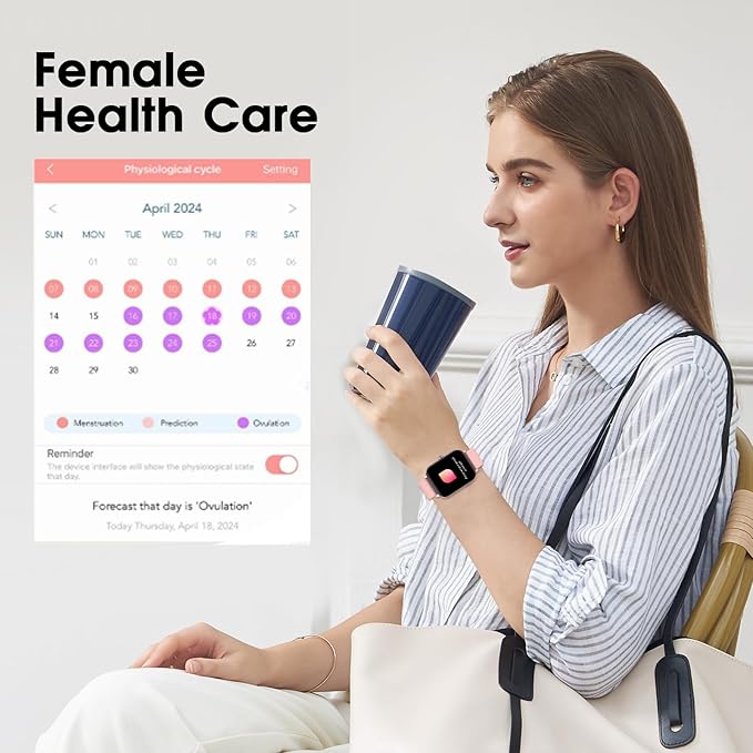 Smart Watch for Women (Answer/Make Call): 1.85" Waterproof Fitness Trackers with 24-Hours Blood Pressure Heart Rate SpO2 Sleep Monitor Watches for Women, iPhone Android Compatible( (Light Pink)