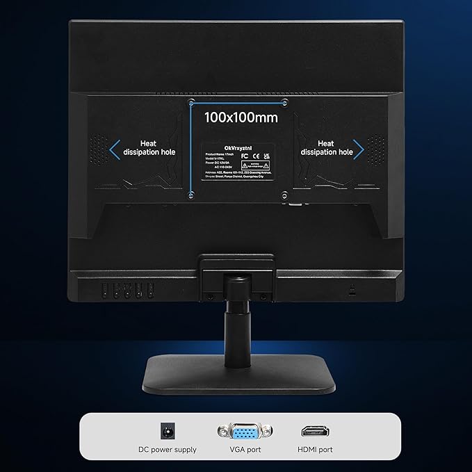 17" Monitor 1280 X 1024 with 45% sRGB Color Correction and 5:4 Aspect Ratio, 75 Hz, VESA Mountable, LED Monitor for PC, Laptop and Computer VGA, HDMI, TN Panel