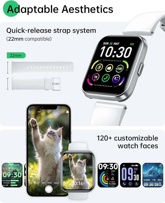 WMK Smart Watches for Women Men (Android/iPhone), 1.83" HD Alexa Smart Watch with Bluetooth Calls/Messages/Reminders, 24/7 Heart Rate/SpO2 Monitor Watch, 120+ Sport Modes Fitness Tracker Watch, Gift