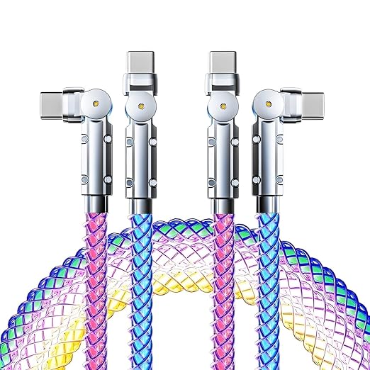 Light Up USB-C Cable 2 Pack 5ft LED USB C to USB C Cables Colorful Gradual
