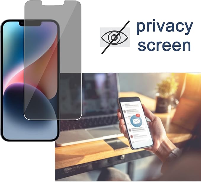 Ailun 2Pack Privacy Screen Protector for iPhone 14 Plus [6.7 inch] + 2 Pack Camera Lens Protector, Anti Spy Private Tempered Glass Film, Case Friendly, [9H Hardness] - HD