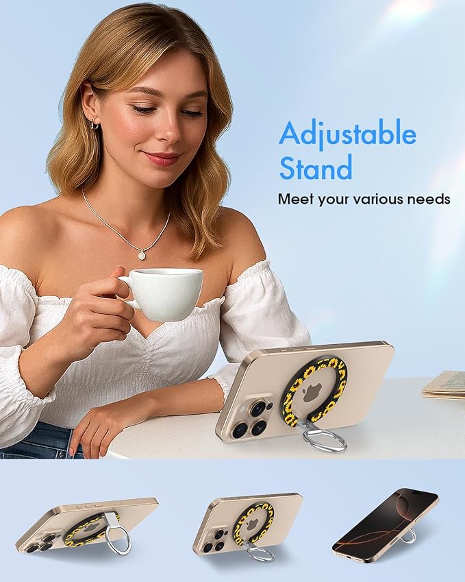 Toycamp Phone Grip Ring Holder Compatible with MagSafe - Magnetic Phone Grip Stand Women Cute Painting Removable Rotatable Magnet Accessories for iPhone 17 Pro Max/16/15/14/13/12 Series, Sunflower