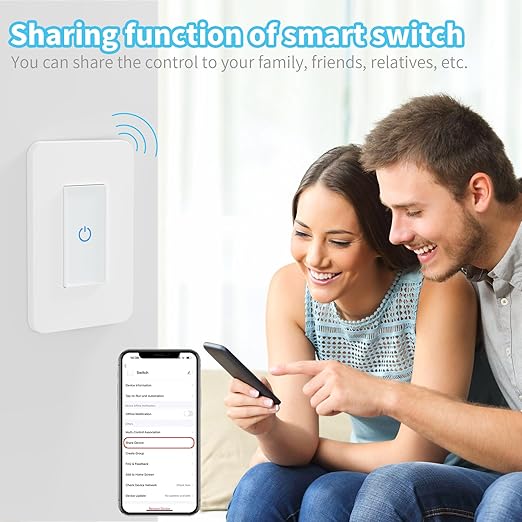 Milfra Touch Smart Switch - Single Pole, WiFi Light Switch, Alexa & Assistant Compatible, Neutral Wire Needed, No Hub Required