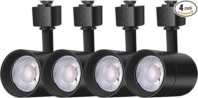 FLSNT 4-Pack LED Track Lighting Heads for Juno Track, Dimmable 24° LED Spotlight Light Heads, 12W (75W Equivalent), CRI90, 800LM, 3000K Soft White, Black