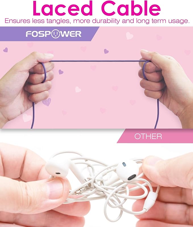 FosPower Kids Headphones with LED Cat Ears (85dB Safe Volume Limit), 3.5mm Soft On-Ear Wired Headphones with Tangle-Free Laced Cables for iPad/Tablet/School/Travel - Hot Pink/Purple