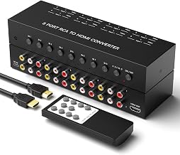 Y.D.F 8 Port RCA to HDMI Converter 8 Way RCA Composite CVBS AV Switch to HDMI Converter Adapter Support 4:3/16:9 Switching, for Sega Xbox PS1 PS2 PS3 N64 NGC SNES WII VHS VCR Camera DVD - Image 1