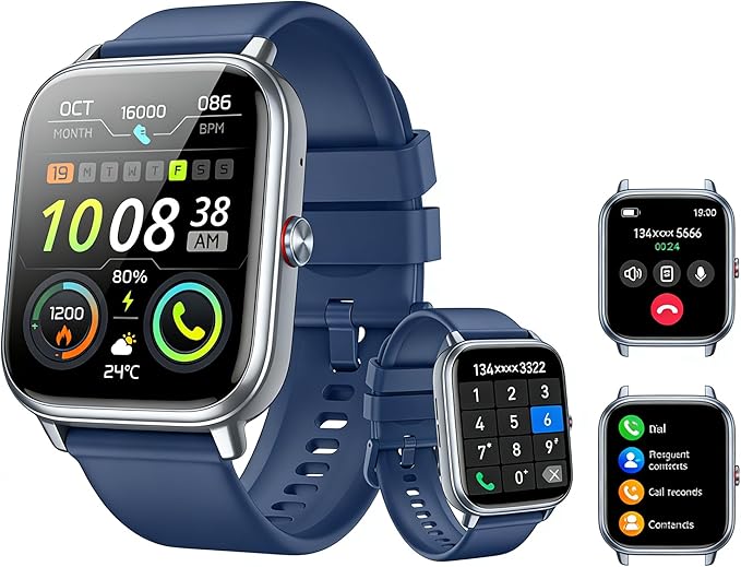 Smart Watch for Men Women, Fitness Tracker (Answer/Make Call), 1000 mAh Battery, 120+ Sport Modes, Step Counter/Sleep Monitor Fitness Watch, Smartwatch for Android/iPhone (Blue)