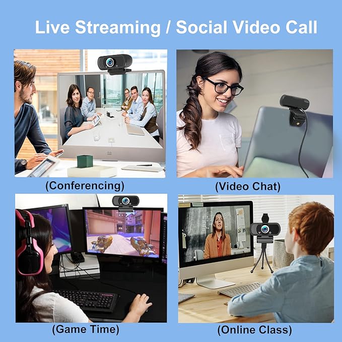 1080p Webcam with Microphone, USB PC Camera 110-Degree Wide Angle Webcam with Tripod/Privacy Cover,Plug and Play Web Camera for Desktop Computer Laptop mac Video Conferencing Streaming