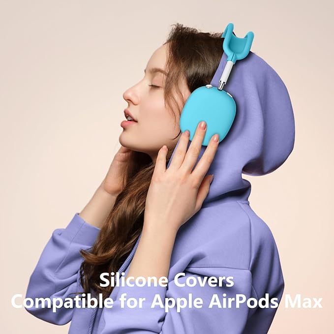 Silicone Case Cover for AirPods Max, Ear Pad Case Cover/Ear Cups Cover/Headband Cover for AirPods Max Headphones,Accessories Soft Silicone Protector for Apple AirPods Max New USB-C (2024) (Ocean Blue)