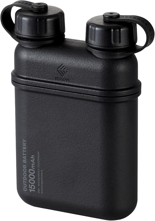 ELECOM NESTOUT Rugged Power Bank, 15000mAh Outdoor Charger, 32W USB C Fast Charging PD, Waterproof IP67, Heavy Duty Shockproof, Tactical Battery Pack for iPhone Tablet Hiking Camping Survival (Black)
