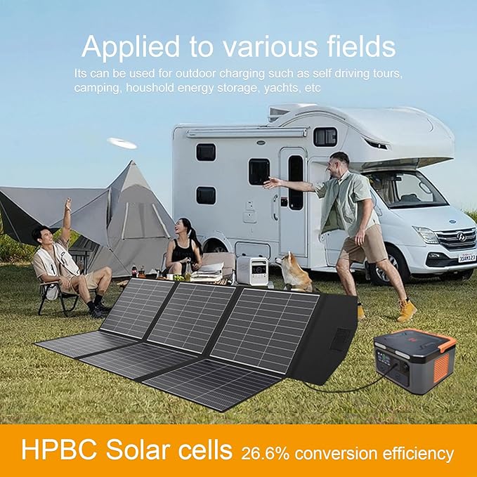 EYONGPV 600W Foldable Solar Panel, 26% HPBC Monocrystalline Cells, IP65 Waterproof Portable Solar Charger with 30A Anderson Output & 4.5m Cable, for RV, Camping, Outdoor Power Stations
