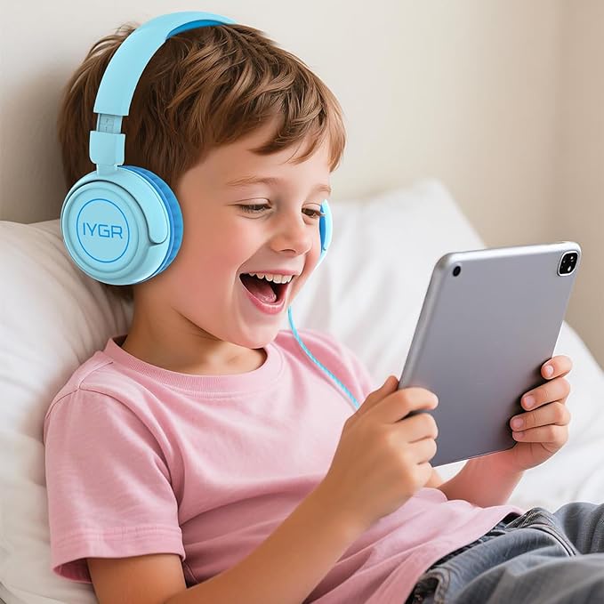 K6 USB C Kids Headphones, 85dB Safe Volume Headphones for Kids, Stereo Sound Foldable Headphone for School, Comfortable Fit On-Ear Headphone for Smartphones/iPad/Tablet/Plane/Travel