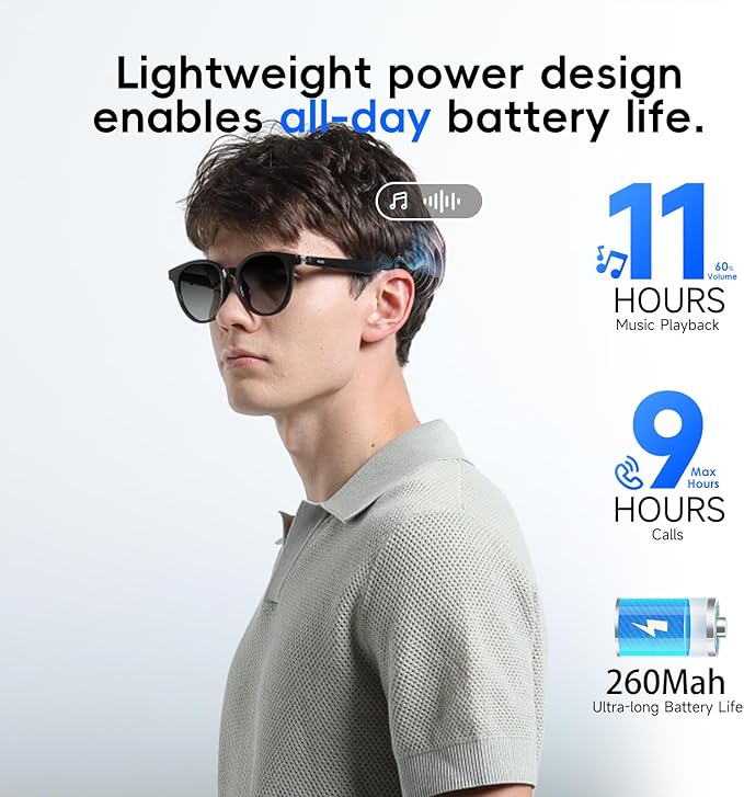 GetD AI Glasses for Men & Women, Smart Glasses Powered by ChatGPT with 145-Language Translation,Bluetooth 5.4 Glasses, Polarized & Photochromic Lenses, 11H Music Play for Driving and Daily Use
