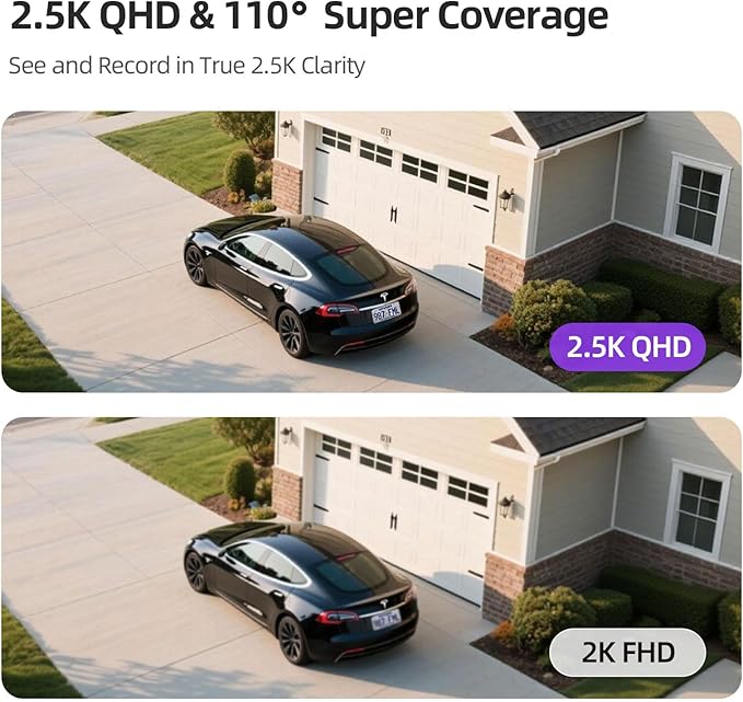 2.5K Wireless Home Security Cameras Outdoor WiFi, Non-Subscription AI Person Detection, 4MP Color Night Vision, Full Duplex 2-Way Audio, IP66 Waterproof Battery Powered, U.S. AWS Cloud
