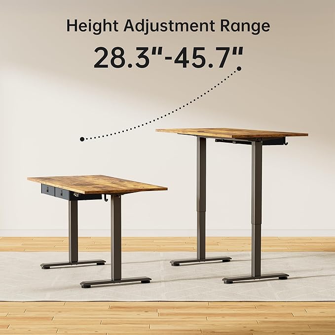 Agilestic Standing Desk with 2 Drawers, Adjustable Height Electric Desk with Storage, 63 x 24 Inches Sit Stand Up Computer Table for Work Office Home, Rustic Brown