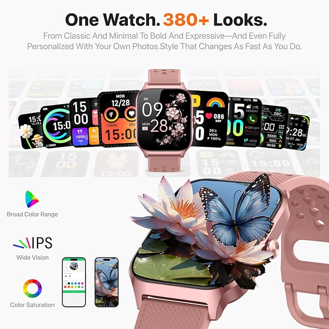 Smart Watch for Women Men - Answer/Make Call, Fitness Tracker Smartwatch for Android iPhone Compatible, 120+ Sports Modes Step Counter Sleep Female Cycle (Sakura P)