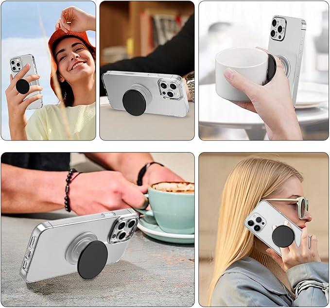 Expandable and Collapsible Phone Grip Stand Holder, Compatible with Kindle, Smartphone Tablet Cell Phone Accessory, Transparent Pink