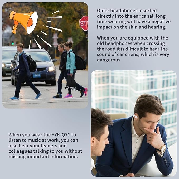 Open Ear Bone Conduction Headphones Bluetooth 5.3 Wireless Clip On Earbuds with Digital Display Charging Case 60 Hours Playtime Sport Earphones Built-in Mic IPX7 Waterproof for Running Fitness