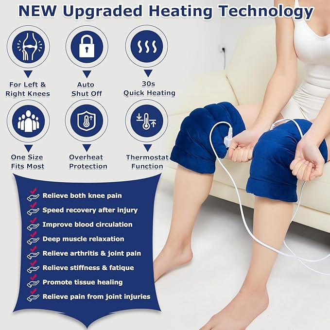 CAMECO Knee Heating Pad for Knee Pain Relief, 86℉ - 158℉ Temp & 30s Fast Heating Leg Heated Wrap Sleeve for Arthritis, Electric Knees Warmer for Women Men, Auto Shut Off, Super Soft