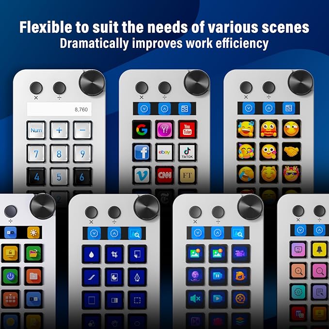 Macro Pad,Macro Shortcut Keyboard,With15 Customizable Macro Keys,Three Modes (Shortcut Keys,Calculator and Numeric Keypad),Work for OBS,PowerPoint,Photoshop and Adobe Premiere Pro(N1 White)